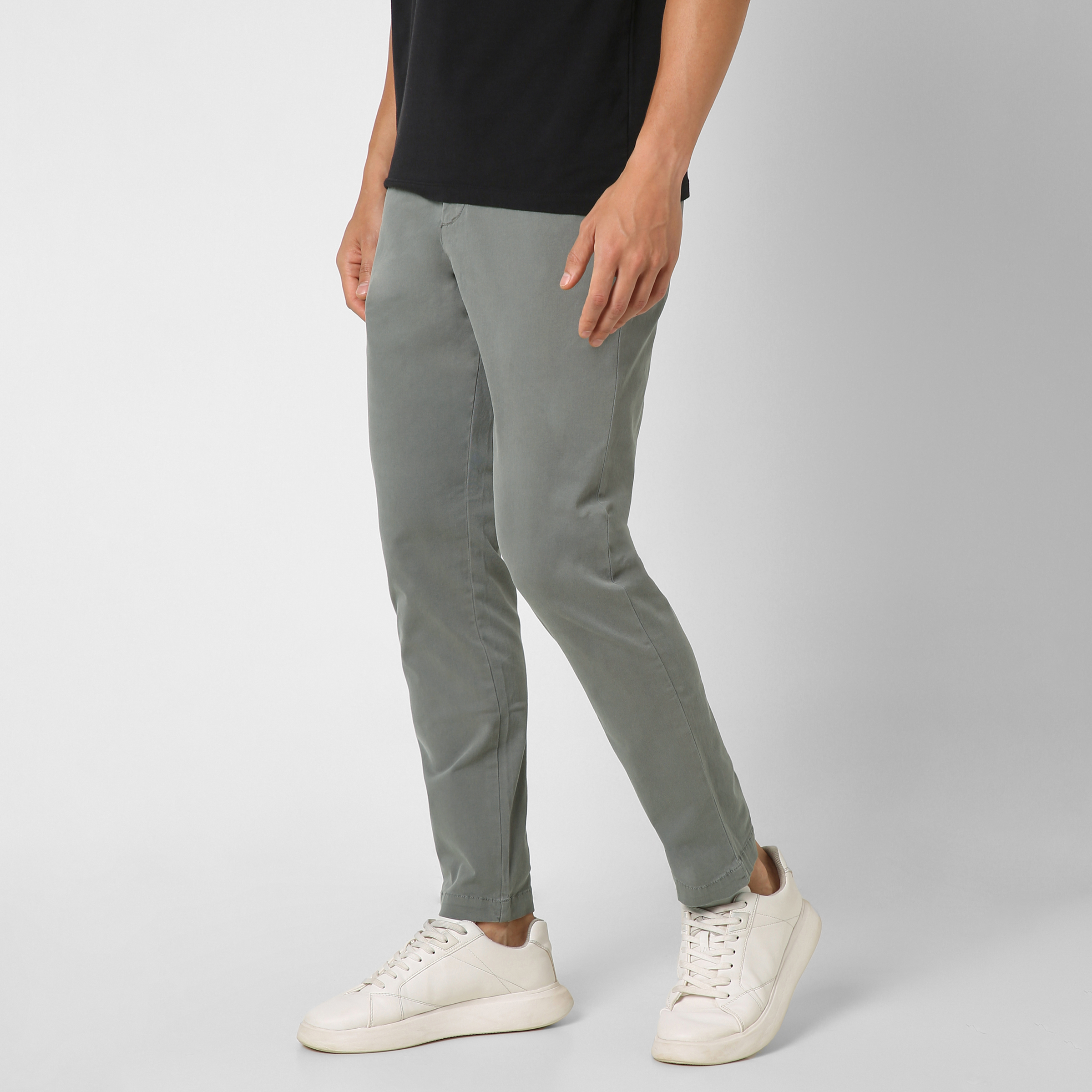 Stretch Chino Pant Grey side on model