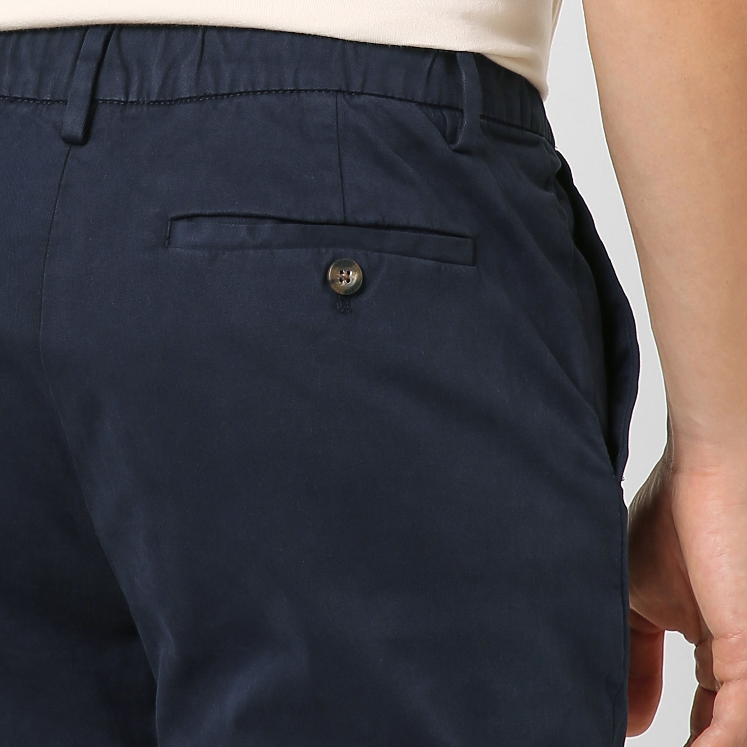 Stretch Chino Pant Navy close up back right pocket