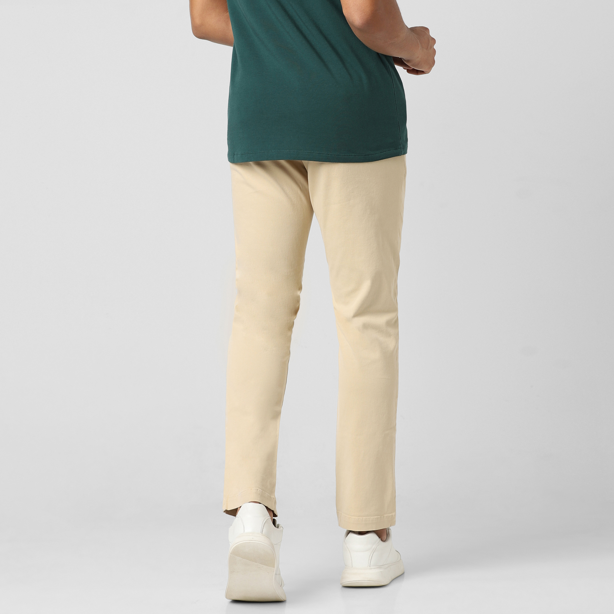 Stretch Chino Pant Sand Dune back on model