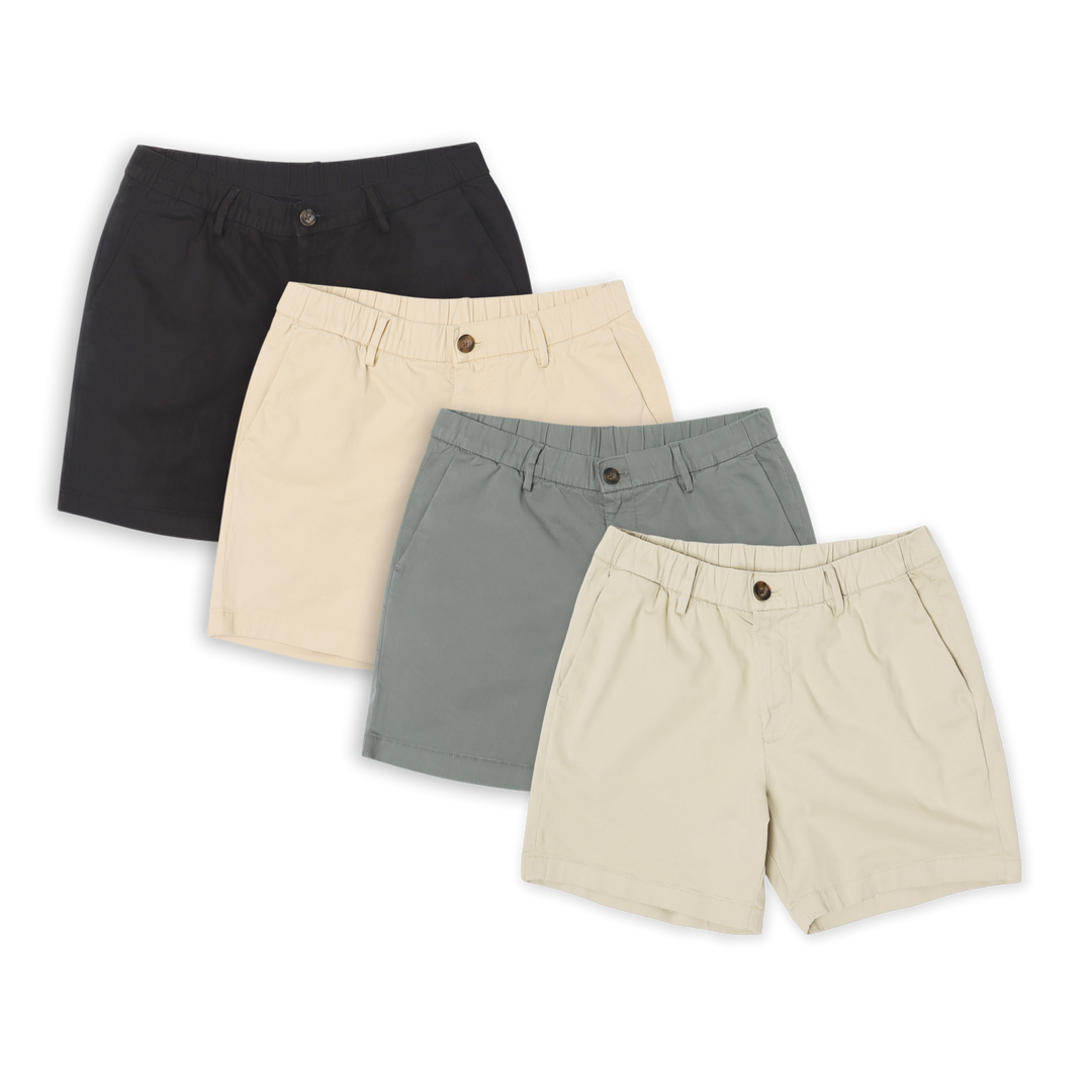 Stretch Chino Short 4 Pack: Stone, Grey, Sand Dune, Black