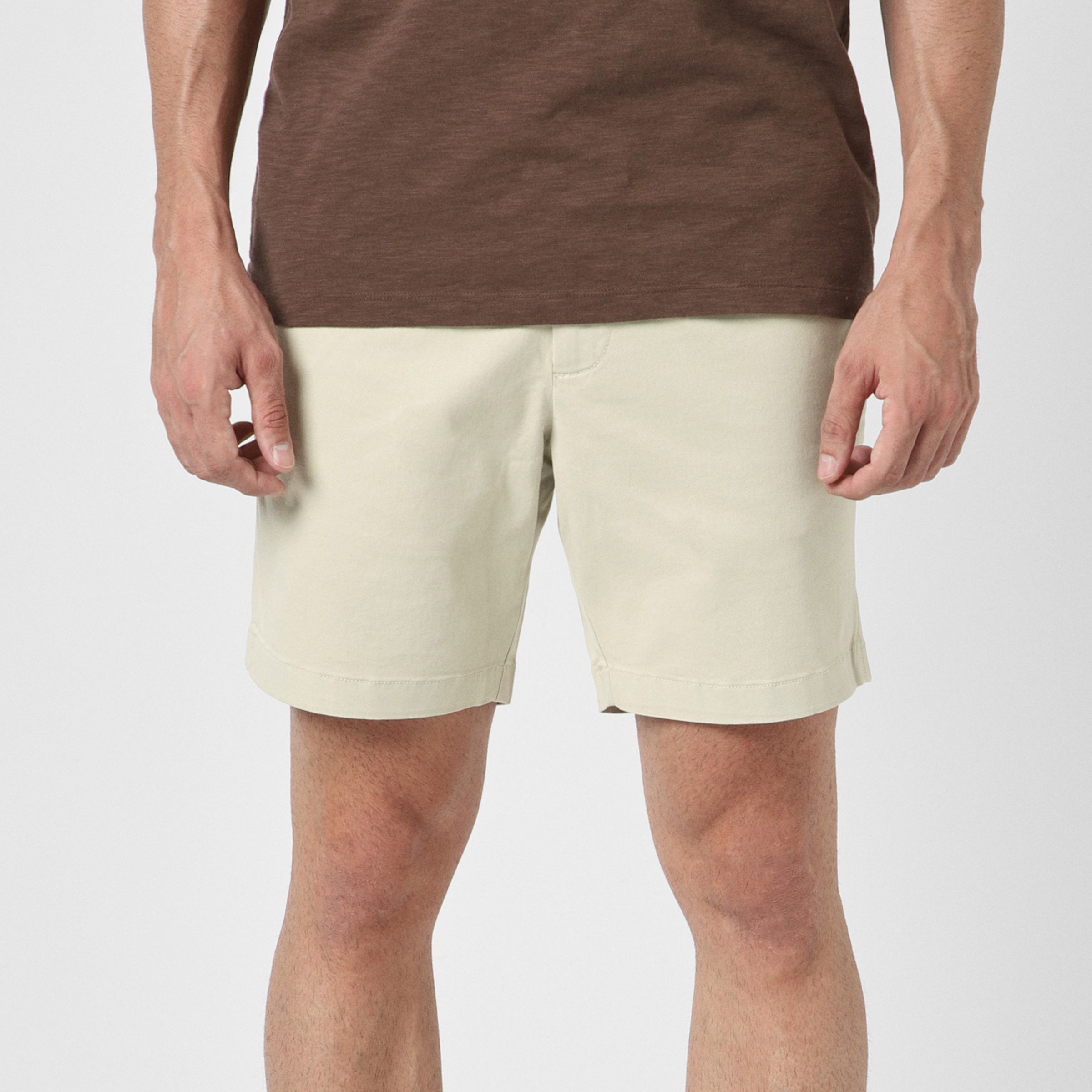 Stretch Chino Short 7" in Stone front on model