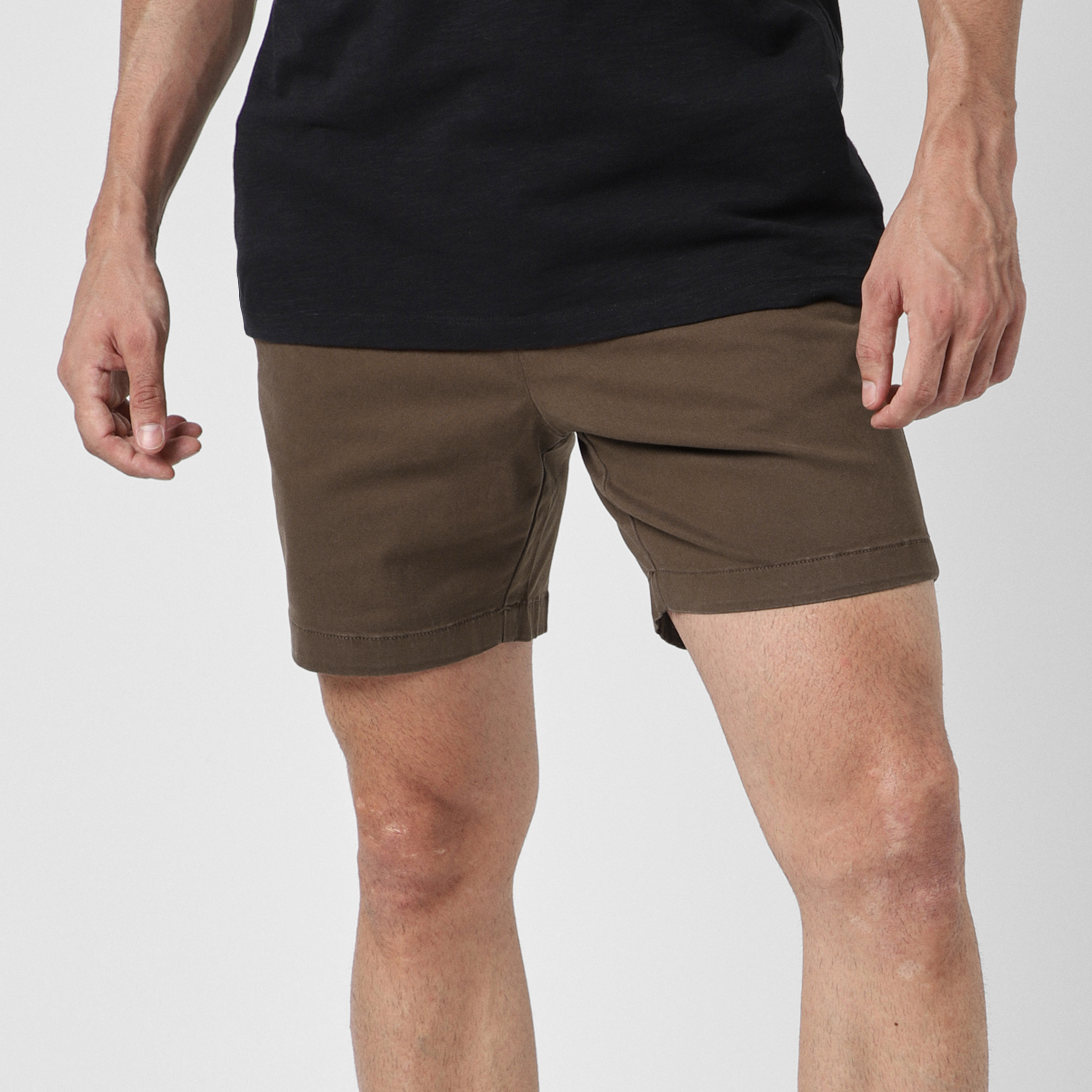 Stretch Chino Short 7" in Cocoa front on model