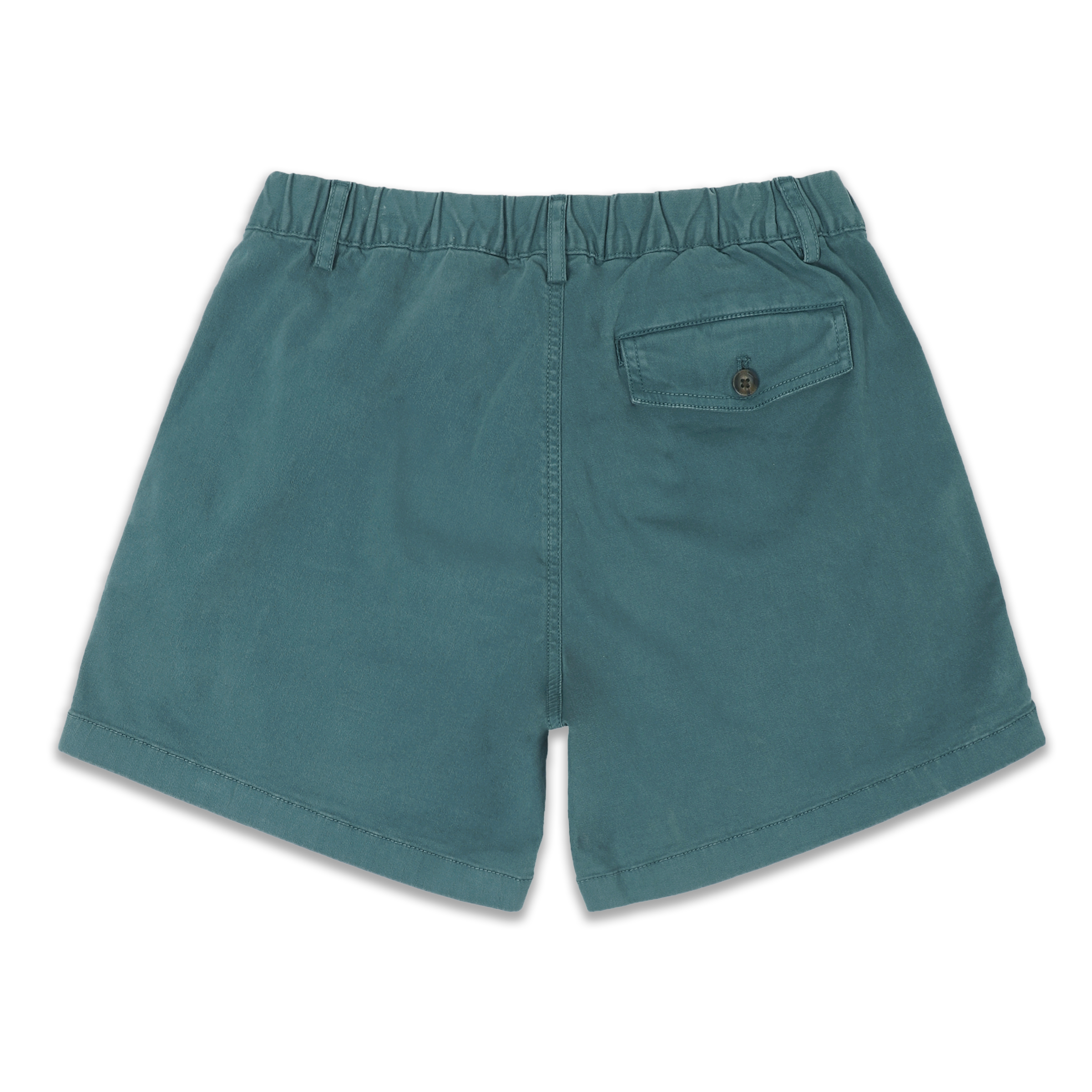 Stretch Short 5.5" Dark Teal back with elastic waistband, belt loops, and right buttoned back pocket
