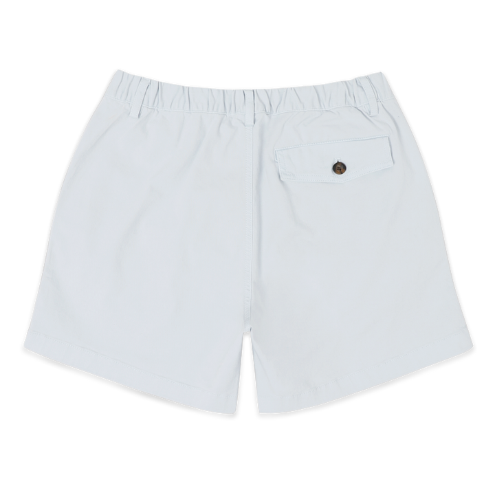 Stretch Short 5.5" Light Blue back with elastic waistband, belt loops, and right buttoned back pocket