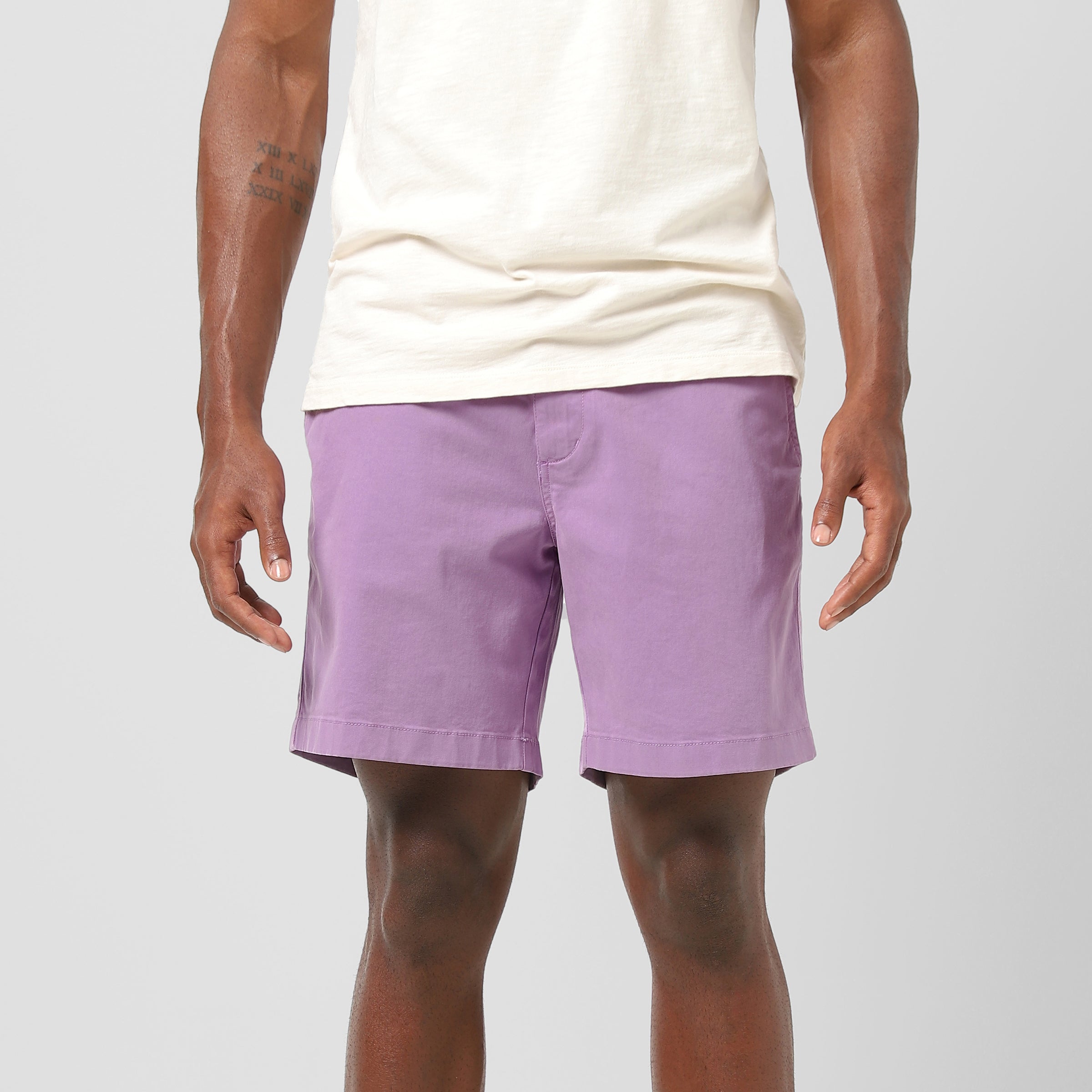 Stretch Short 7" Lilac front on model