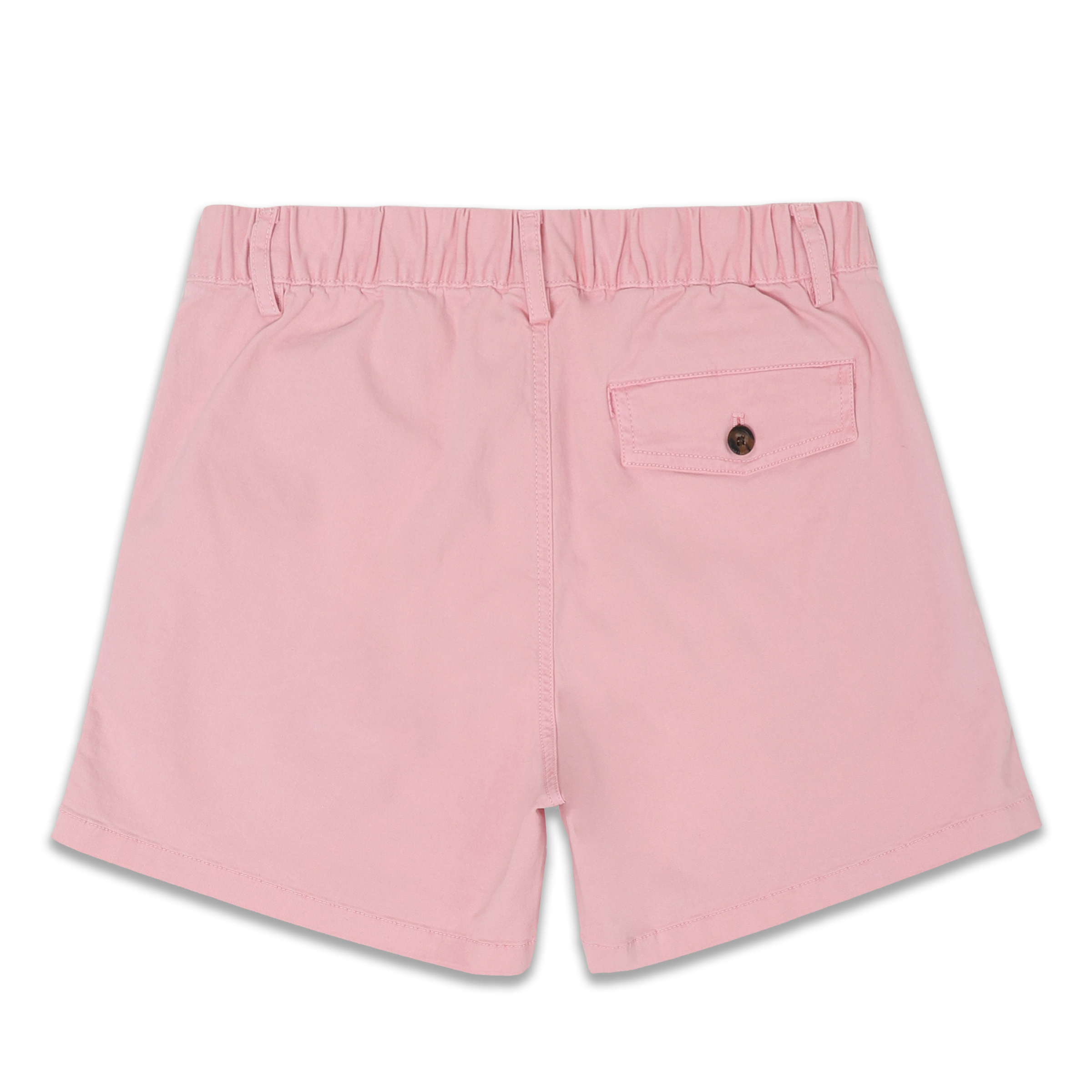 Stretch Short 5.5" Pink back with elastic waistband, belt loops, and right buttoned back pocket