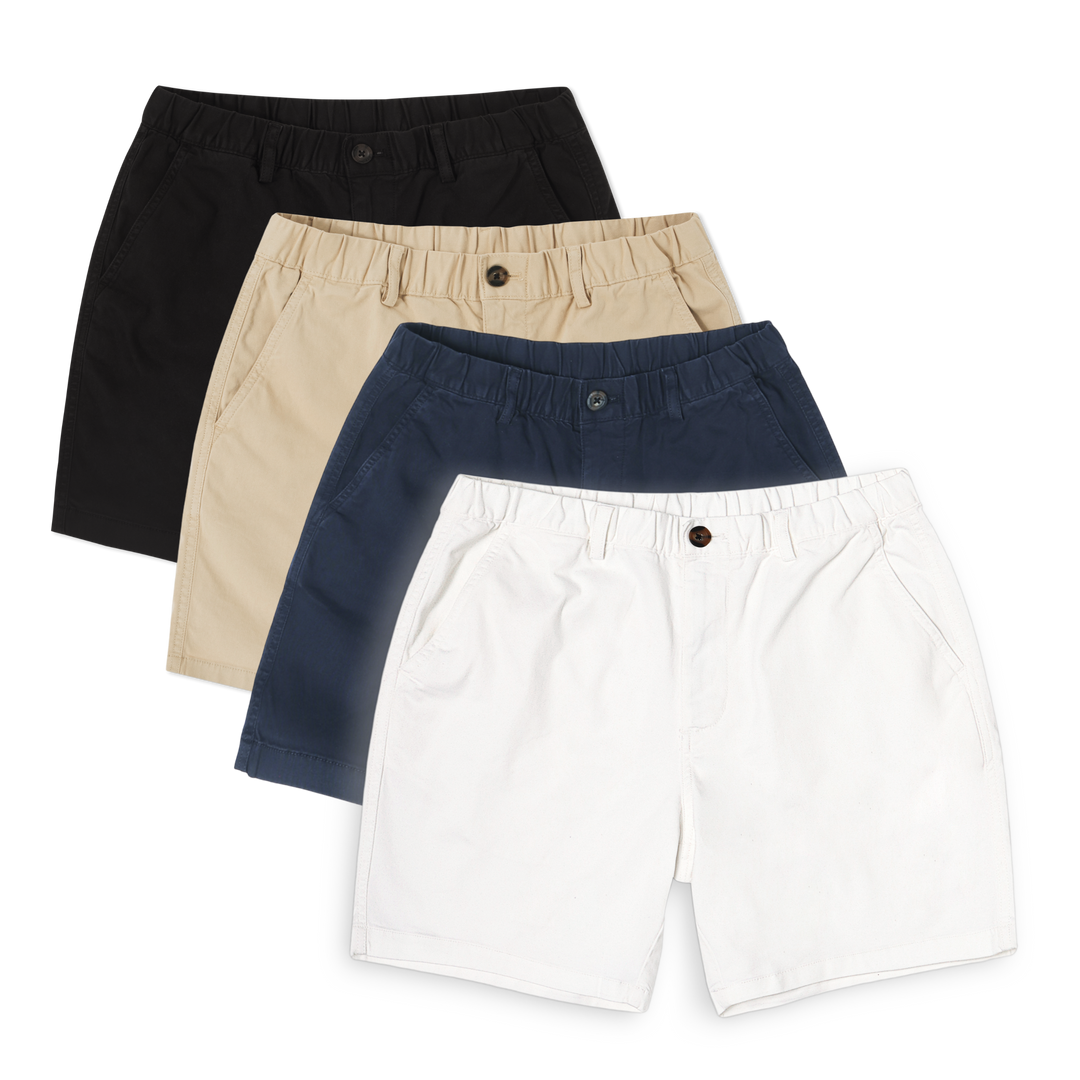 Stretch Short 7 inch 4 pack in Black Out, Sand Dune, Victory and Polar Bear