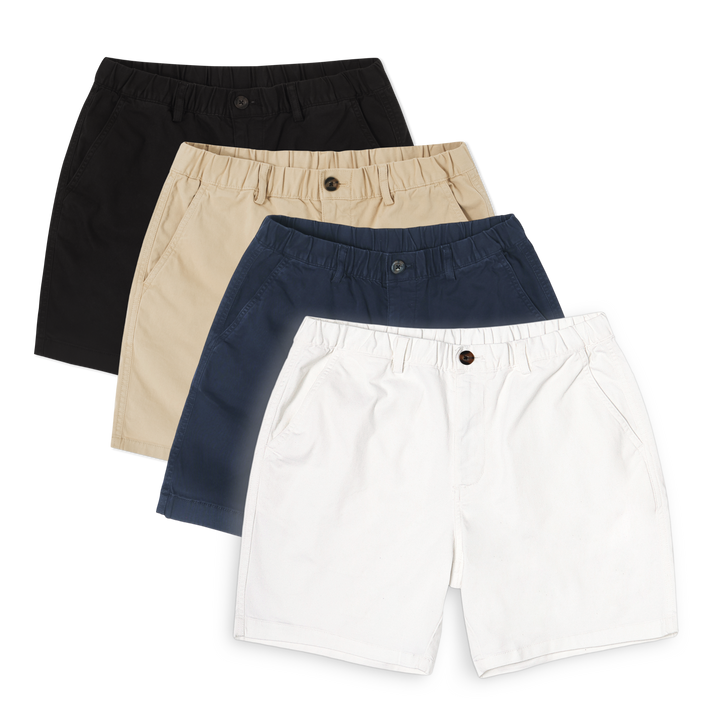 Stretch Short 7 inch 4 pack in Black Out, Sand Dune, Victory and Polar Bear