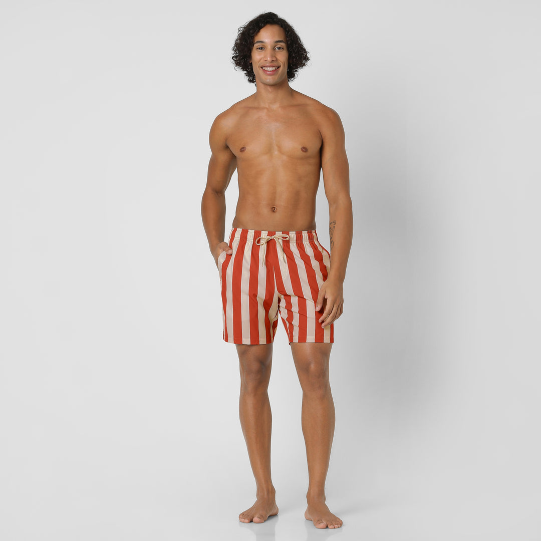 Stretch Swim 7 Hampton Stripe full body on model