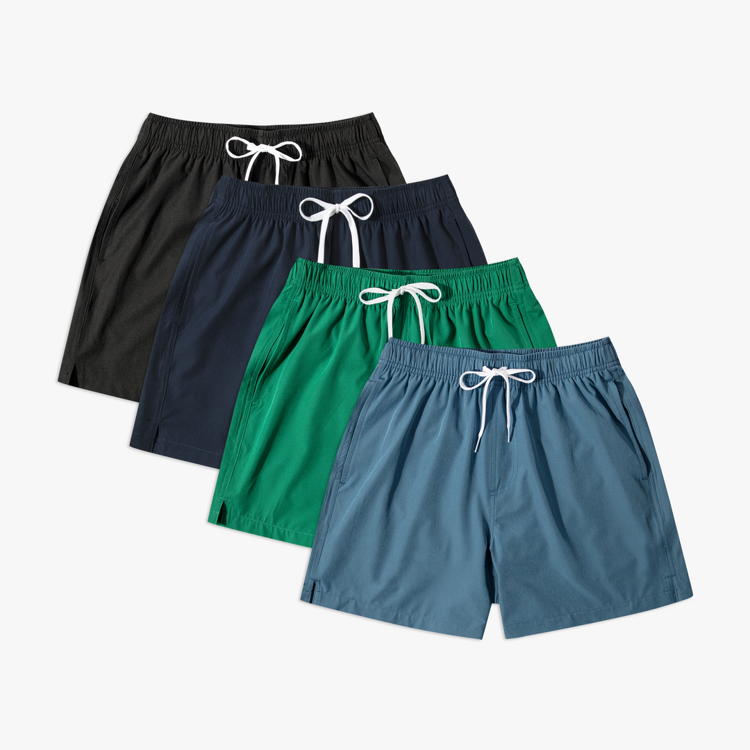 Stretch Swim Solid 4 Pack Steel, Jade, Navy, and Black