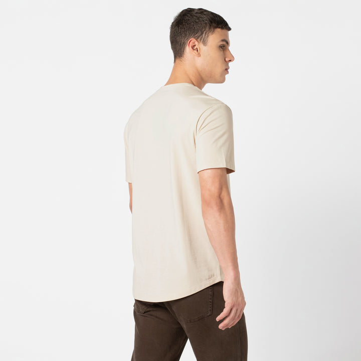 Supima Curved Tee Bone back on model