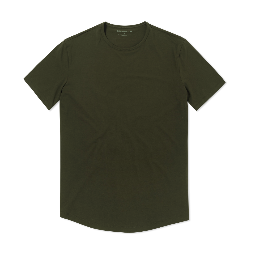 Supima Curved Tee Dark Pine front flat
