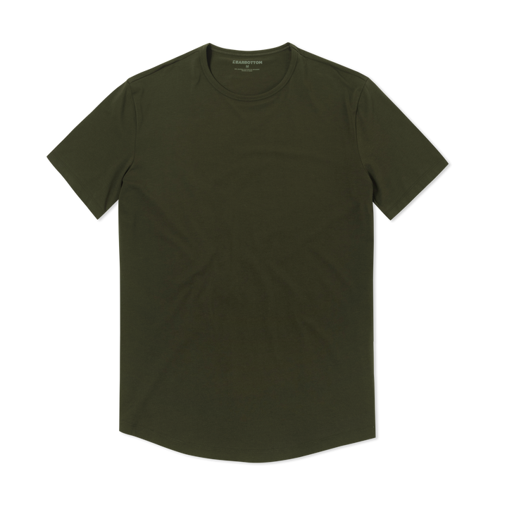 Supima Curved Tee Dark Pine front flat