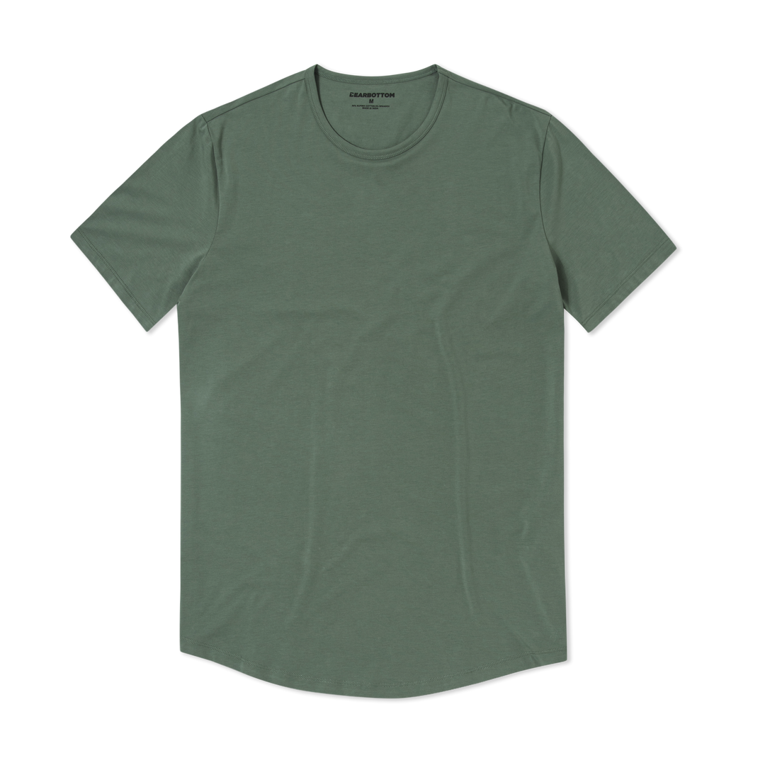 Supima Curved Tee Dark Sage front flat