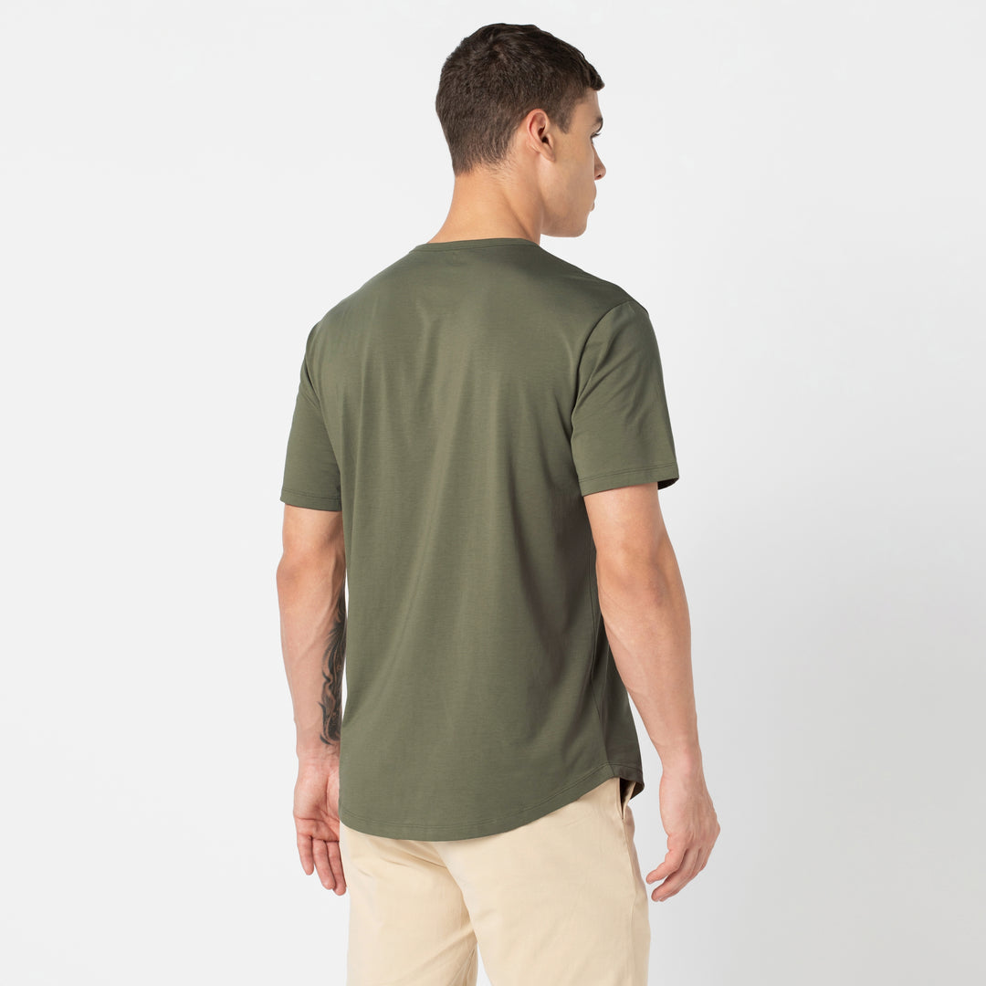 Supima Curved Tee Fern back on model