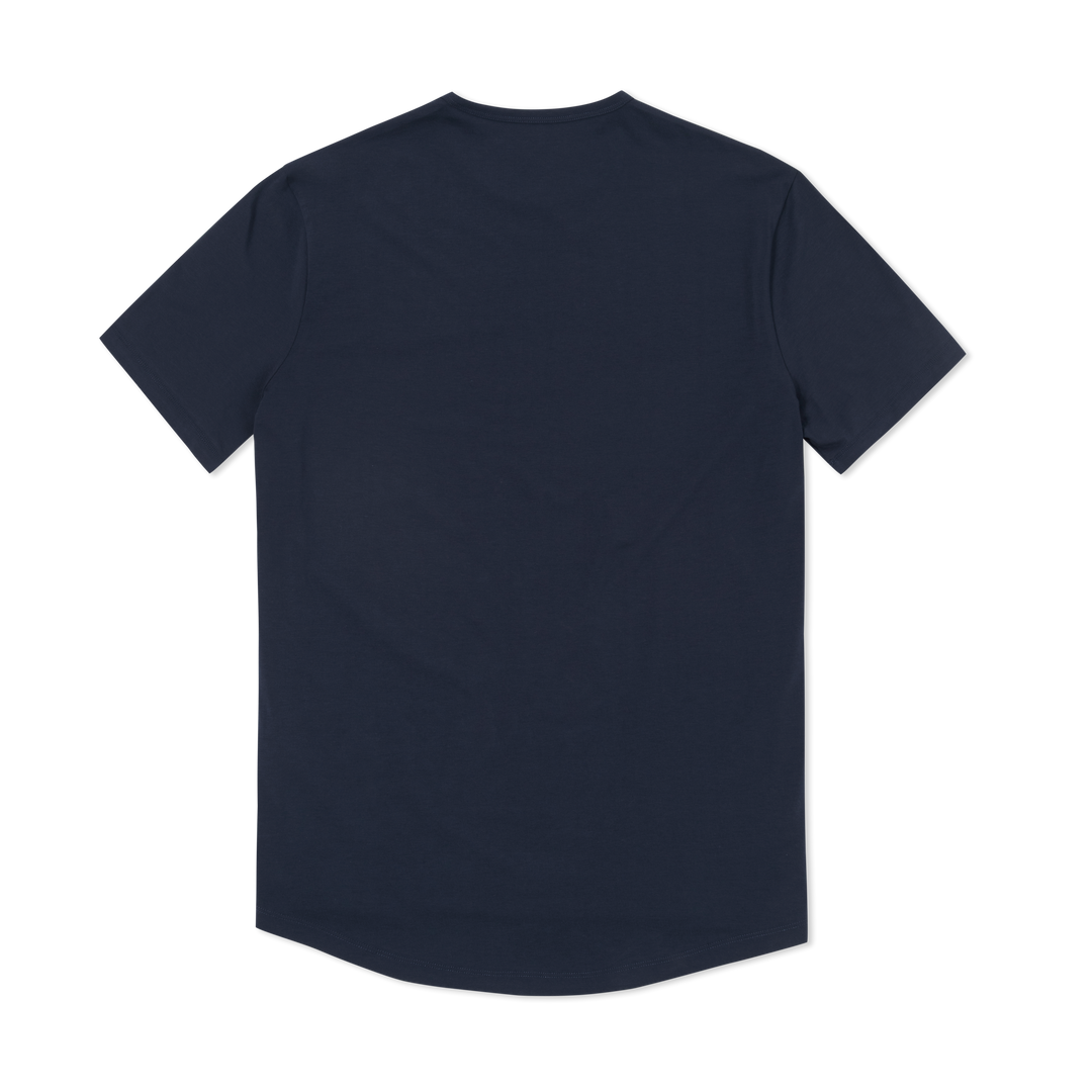 Supima Curved Tee Navy back flat