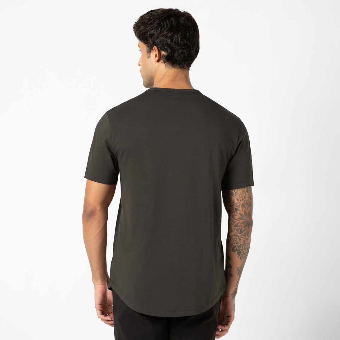 Supima Curved Tee Shadow back on model