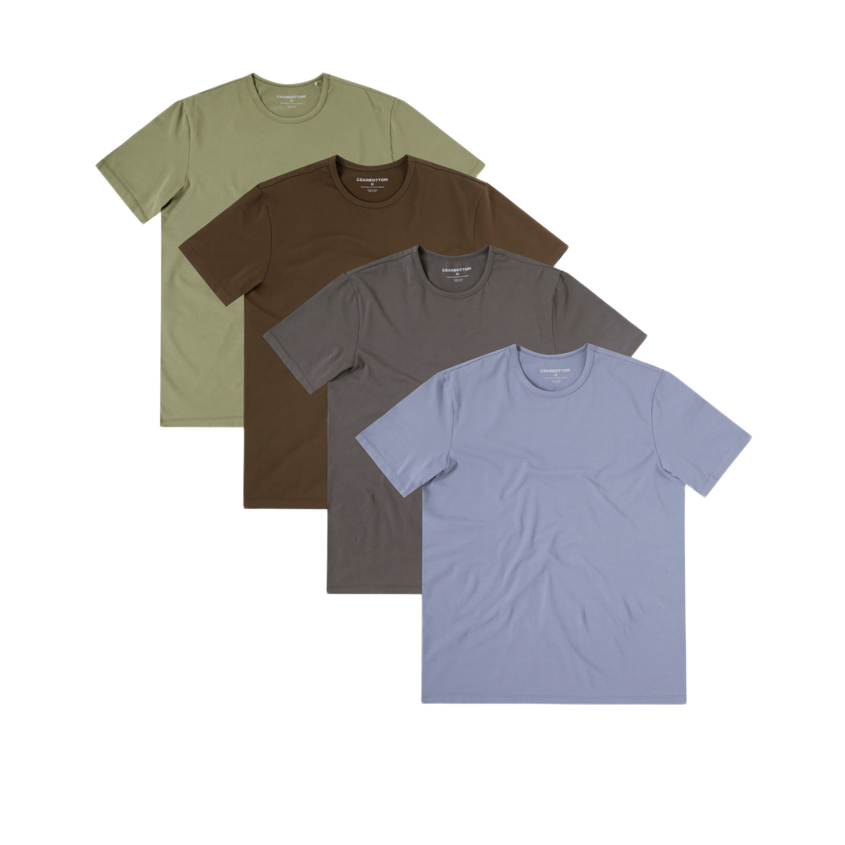 Supima Tee 4 Pack in Fern, Bark, Dark Grey, and Flint