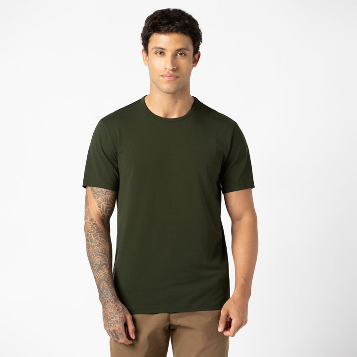 Supima Tee Dark Pine front on model