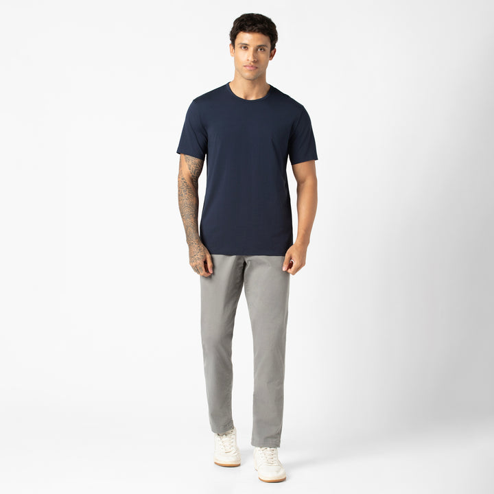 Supima Tee Navy full body on model