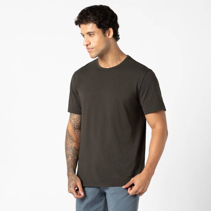 Supima Tee Shadow side on model
