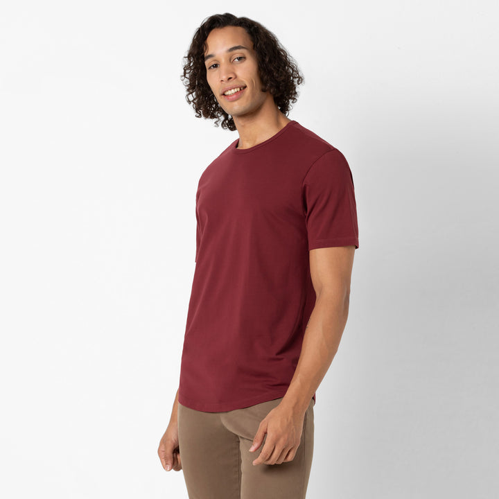 Supima Curved Tee Brick on model