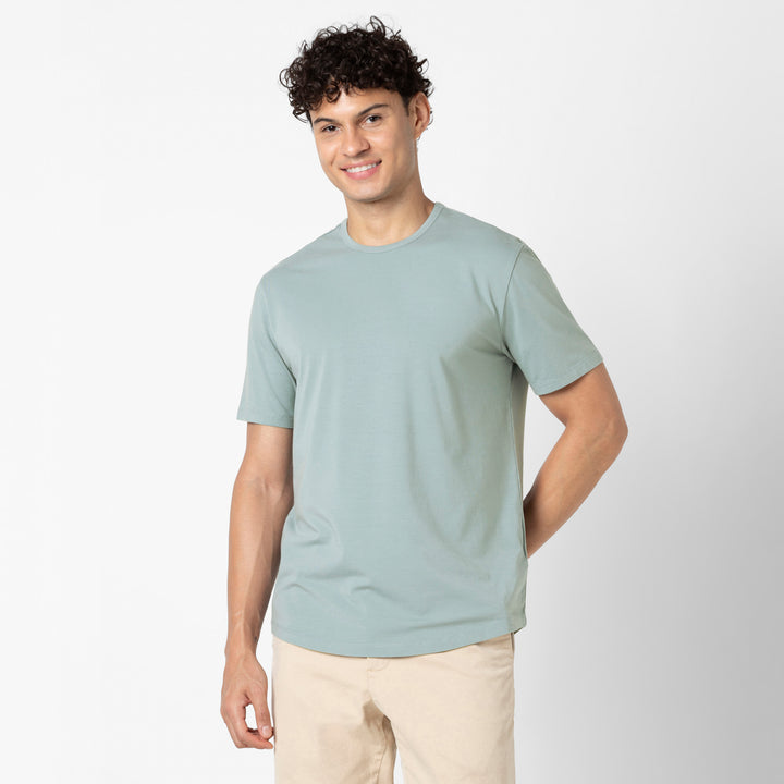 Supima Curved Tee Shark front on model