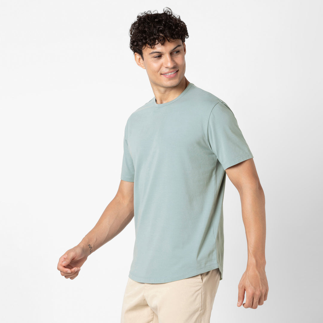 Supima Curved Tee Shark on model