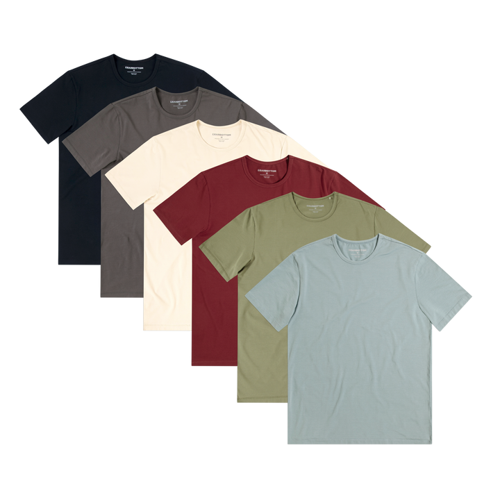 Supima Tee 6 Pack: Shark Grey, Fern, Brick, Ecru, Dark Grey, Black