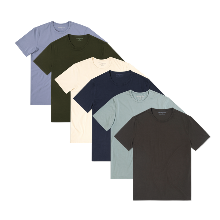 Supima Tee 6 pack in Flint, Dark Pine, Ecru, Navy, Shark, Shadow