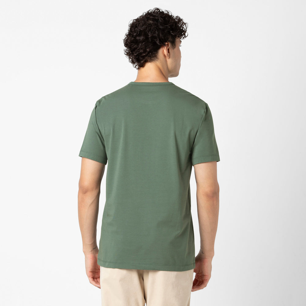 Supima Tee Dark Sage back on model #color_dark-sage 