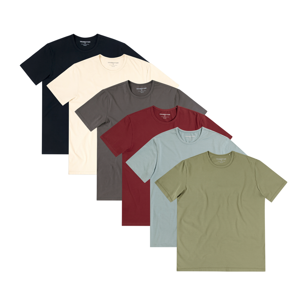 Supima Tee 6 Pack Fern, Shark, Brick, Dark Grey, Ecru, Black