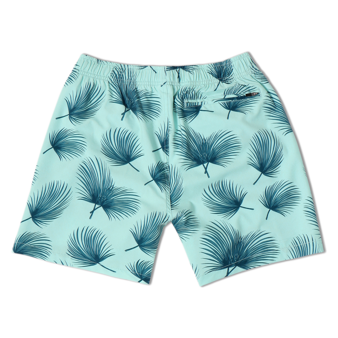 Stretch Swim 5.5" Island Shade back with an elastic waistband and back right zippered pocket