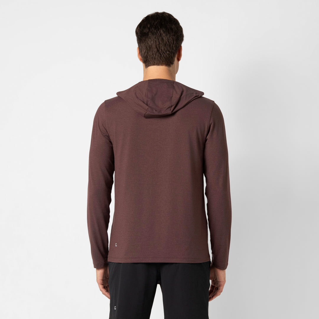 Tech Hoodie Deep Mauve back on model