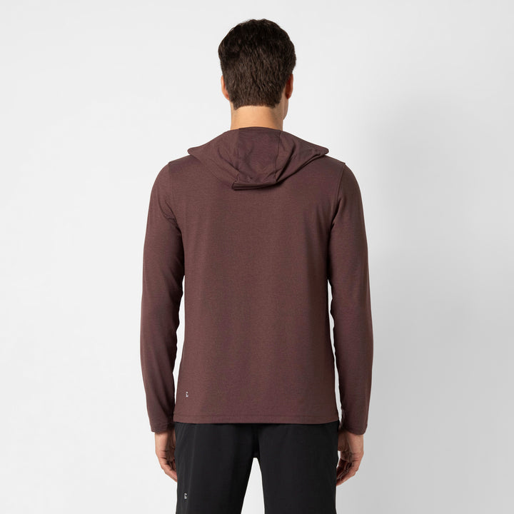 Tech Hoodie Deep Mauve back on model