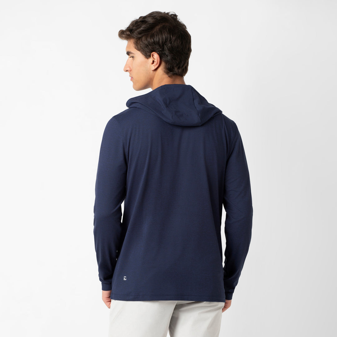 Tech Hoodie Navy back on model