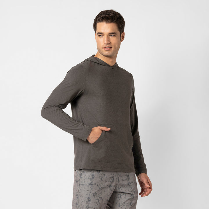 Tech Hoodie Shadow side on model