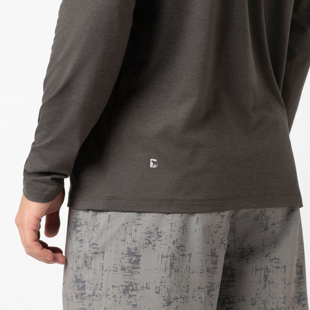 Tech Hoodie Shadow on model close up