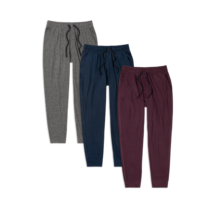 Tech Jogger 3 pack in Grey, Navy and Maroon