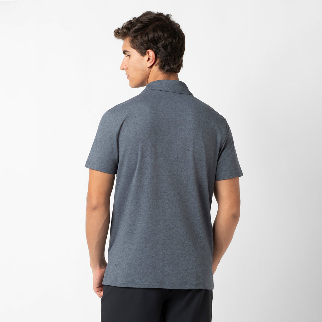 Tech Polo Denim back on model