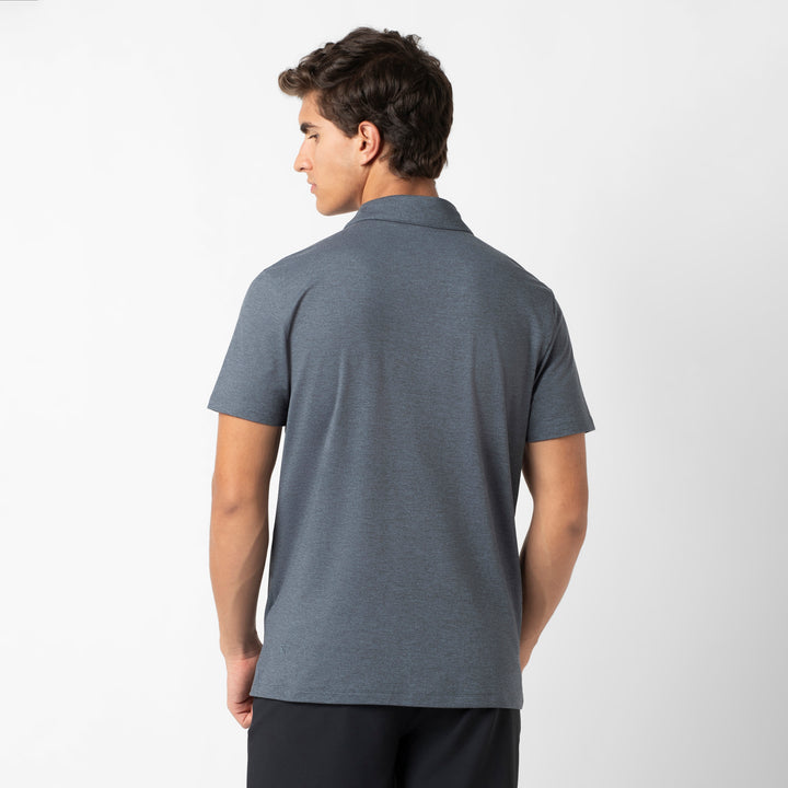 Tech Polo Denim back on model