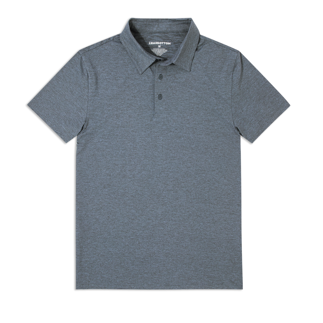 Tech Polo Denim front flat