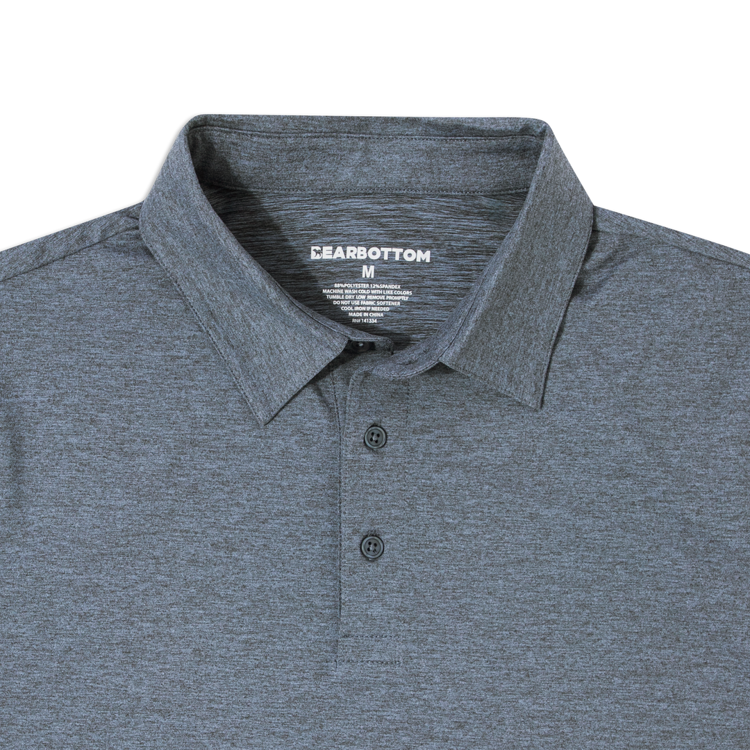 Tech Polo Denim front close up