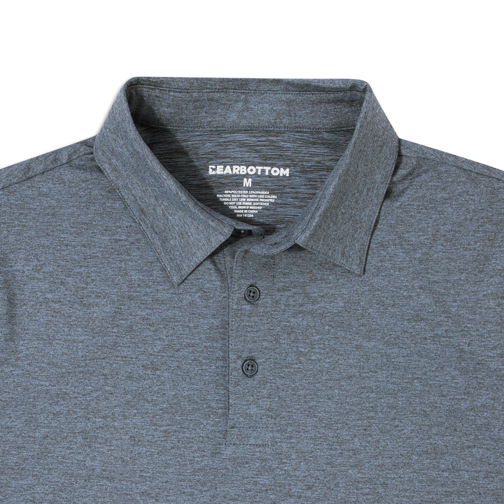 Tech Polo Denim front close up