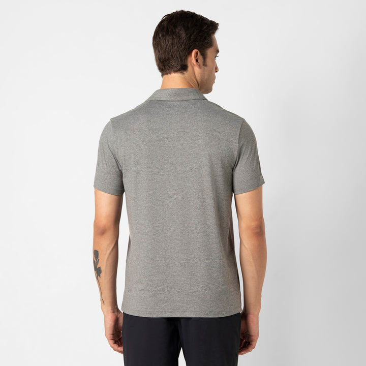 Tech Polo Grey Grey back on model