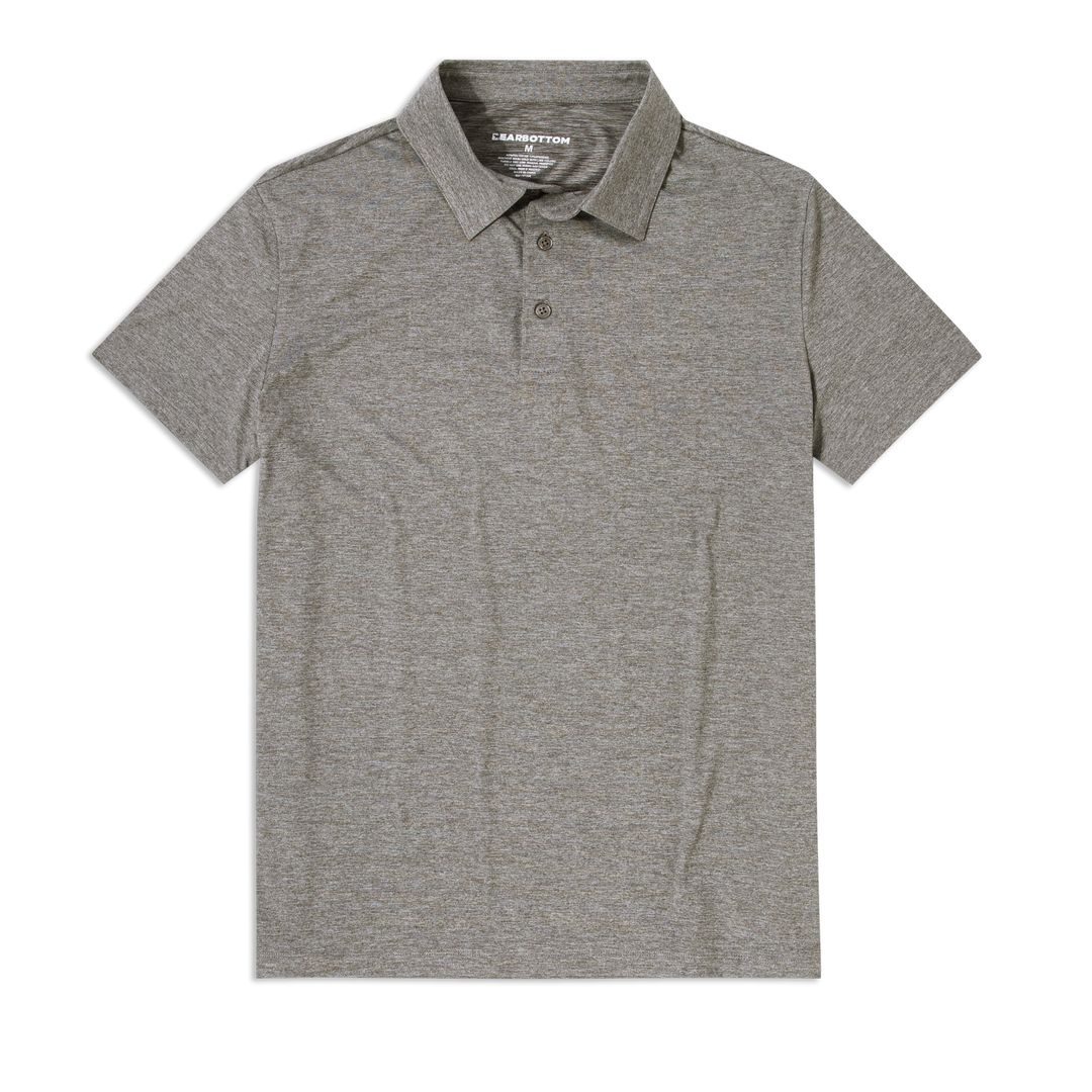 Tech Polo Grey front Flat