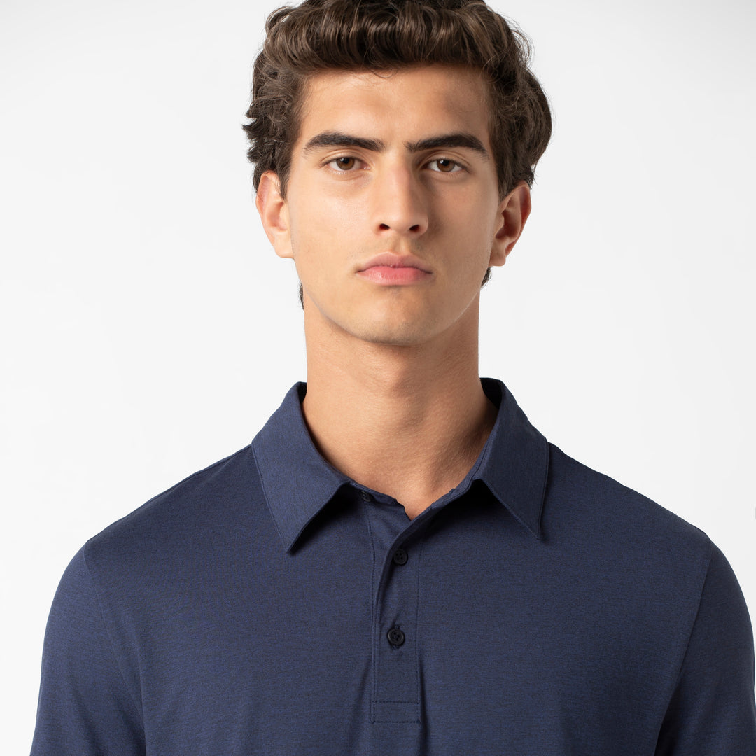 Tech Polo Navy front on model
