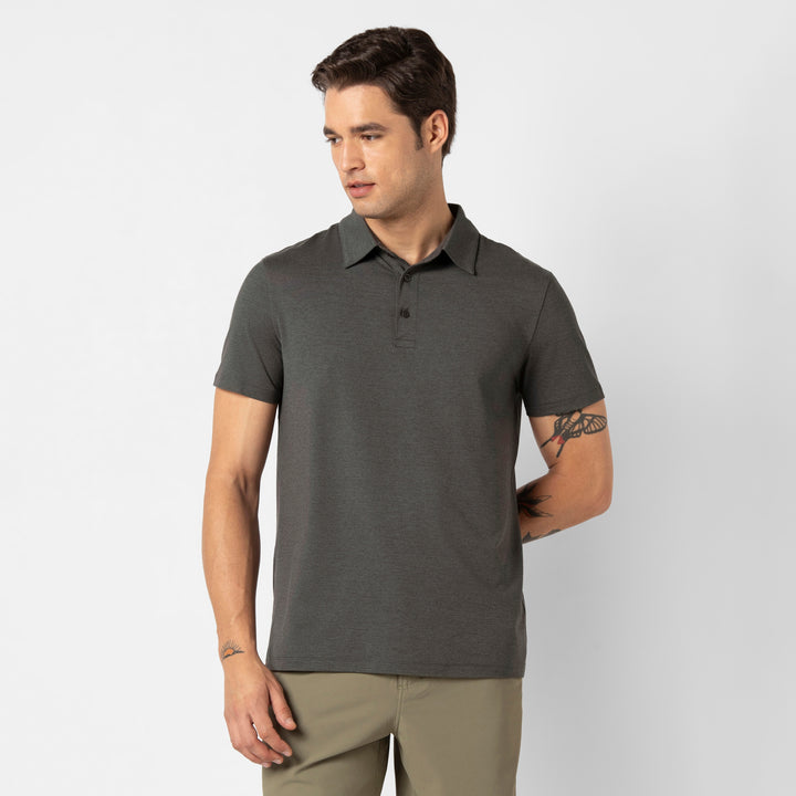 Tech Polo Shadow front on model