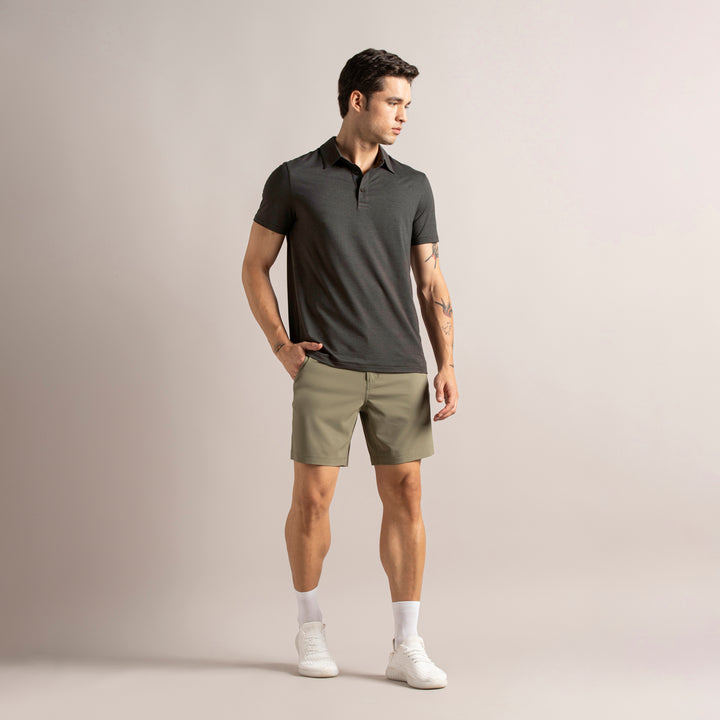 Tech Polo Shadow full body on model