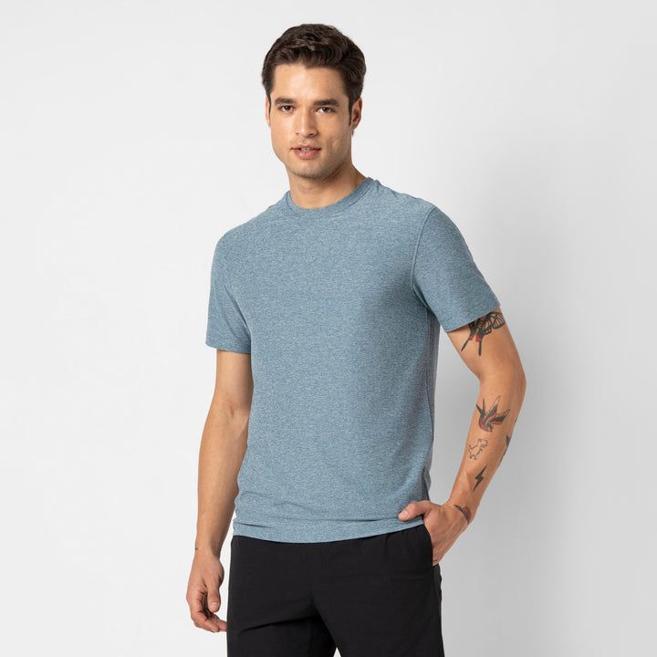Tech Short Sleeve Tee Dark Lagoon side on model